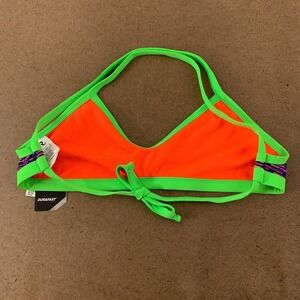 Tyr Womens Vitality Tieback Bikini Swim Top Coral Green V Neck S New